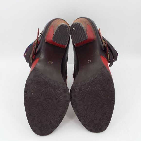 L'Artiste Spring Step Redding Red Leather Buckle Booties Size 40 - Picture 9 of 14